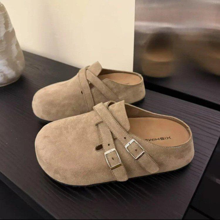 Height-increasing Thick-soled Boken Bag Head and Half Slippers for Women's Outer Wear 2025 New Spring and Summer Pedal Without Tiring Boken Shoes