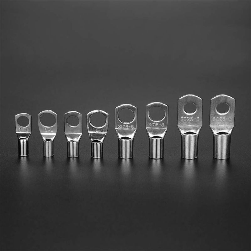 BHBL 100PCS Peeking Copper Tube Terminal Copper Nose Terminal + 120PCS Black Heat Shrinkable Tube