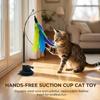 Cat Teaser Wand With Replacement Heads And Suction Cup Base For Pet Play