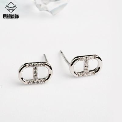 Temperament Earrings Simple and Cold Style  High-end Earrings  Geometric Diamond-encrusted Oval Earrings  Versatile Earrings
