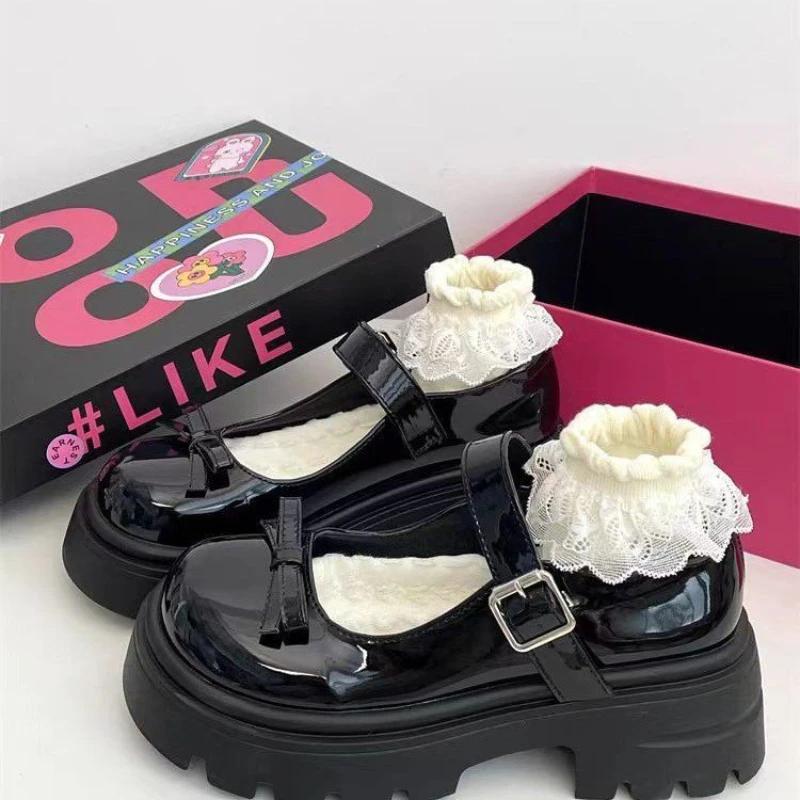 Fashion Shoes for Women 2024 Hot Sale Autumn Women's Pumps Buckle Mary Jane Round Toe Solid Butterfly-knot Mid Heel Dress Cute Pumps