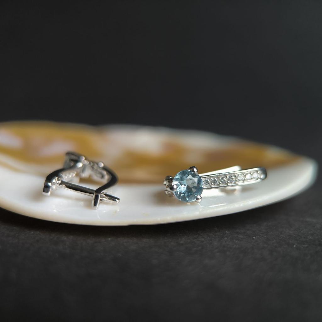 Серебряные серьги с натуральным топазом 1.211ct, фианитами (2194552)