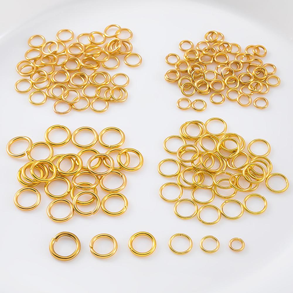 100-200pcs/lot 3/4/5/6/7/8/10mm Stainless Steel Gold Plated Jump Ring Connector for Diy Jewelry Making Accessories Wholesale