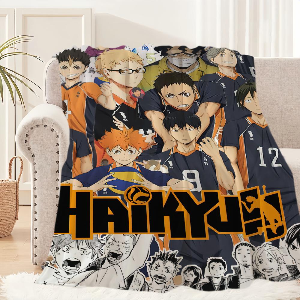Anime H-Haikyuu Cool Baseball Blanket Plush Nap Sofa Rug for Living Room Warm Office Bedroom Birthday Home Travel Kid Gifts