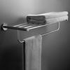 Stainless Steel Wall-Mounted Towel Rack with Storage Shelf, Punch-Free Installation