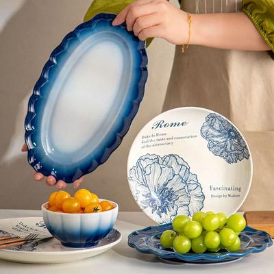 Retro Creative Ceramic Plate Light Luxury Hotel Restaurant Delicious Dishes Dining Plates Modern Style Premium Tableware