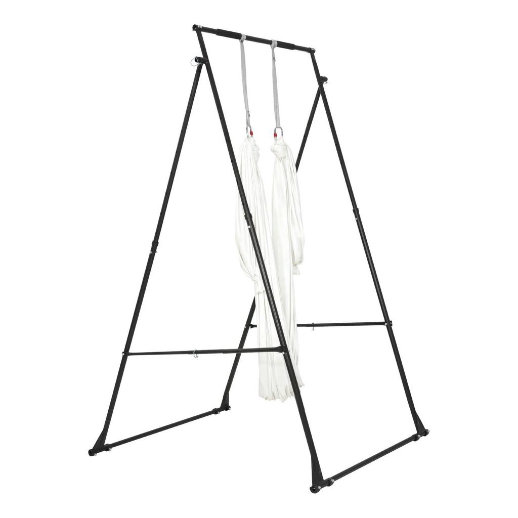 Yoga-Ständerrahmen, Maximale Belastung 200 kg Schwingständer, Dreieckige Struktur Aerial Rig, Aerial Silk Ständer mit EVA-Schaumstoff & 6m Yoga-Hängematte, 4-stufig Horizontal