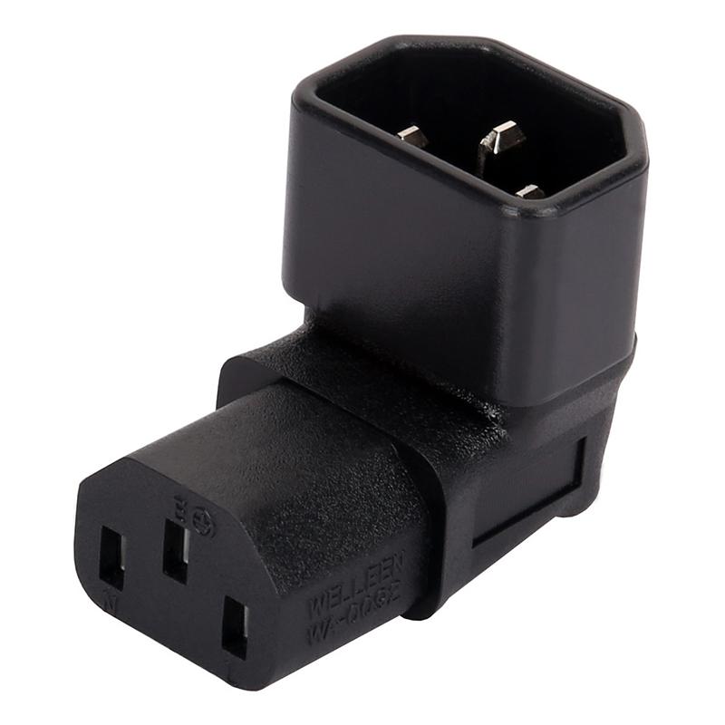 3pinový samec na samici prodlužovací 90 stupňů dolů nahoru úhel AC konvertor IEC 320 C14 na C13 levý pravý úhel AC adaptér IEC 320