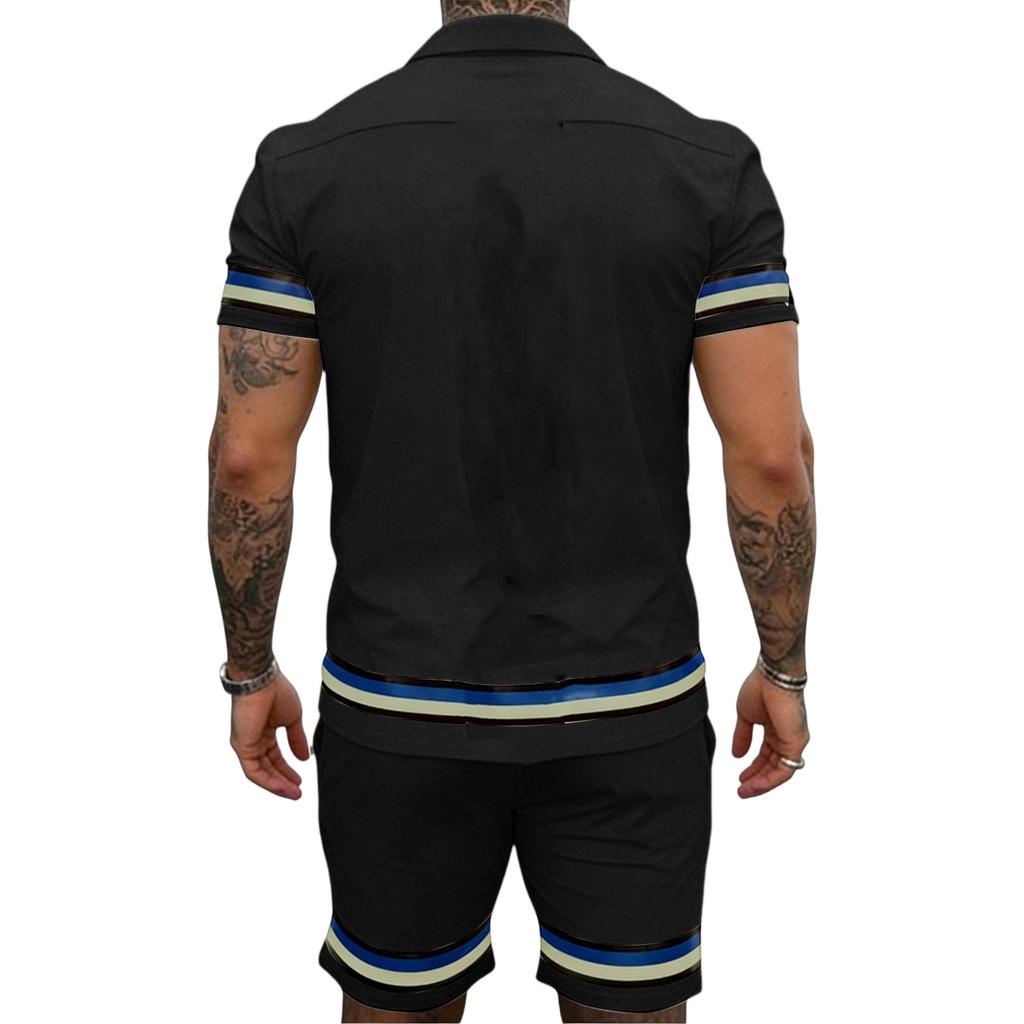 Men  Sports  Leisure  Short  Sleeves  Shirt  Shorts  Two,Piece  Set