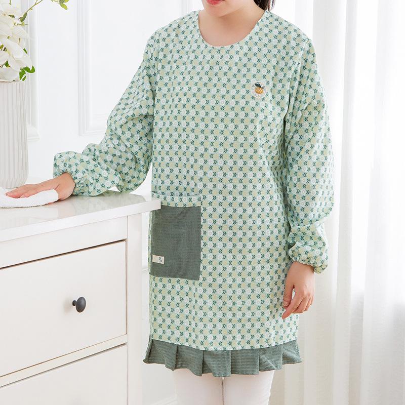 2023 Women's Long Sleeve Printed Kitchen Apron - Oil-Proof Fashion Smock for Cooking