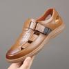 Fashion 2025 Summer New Solid Color Leather Sandals for Men Fashion Casual Designer Beach Shoes Male Beef Tendon Sole Shoes Man