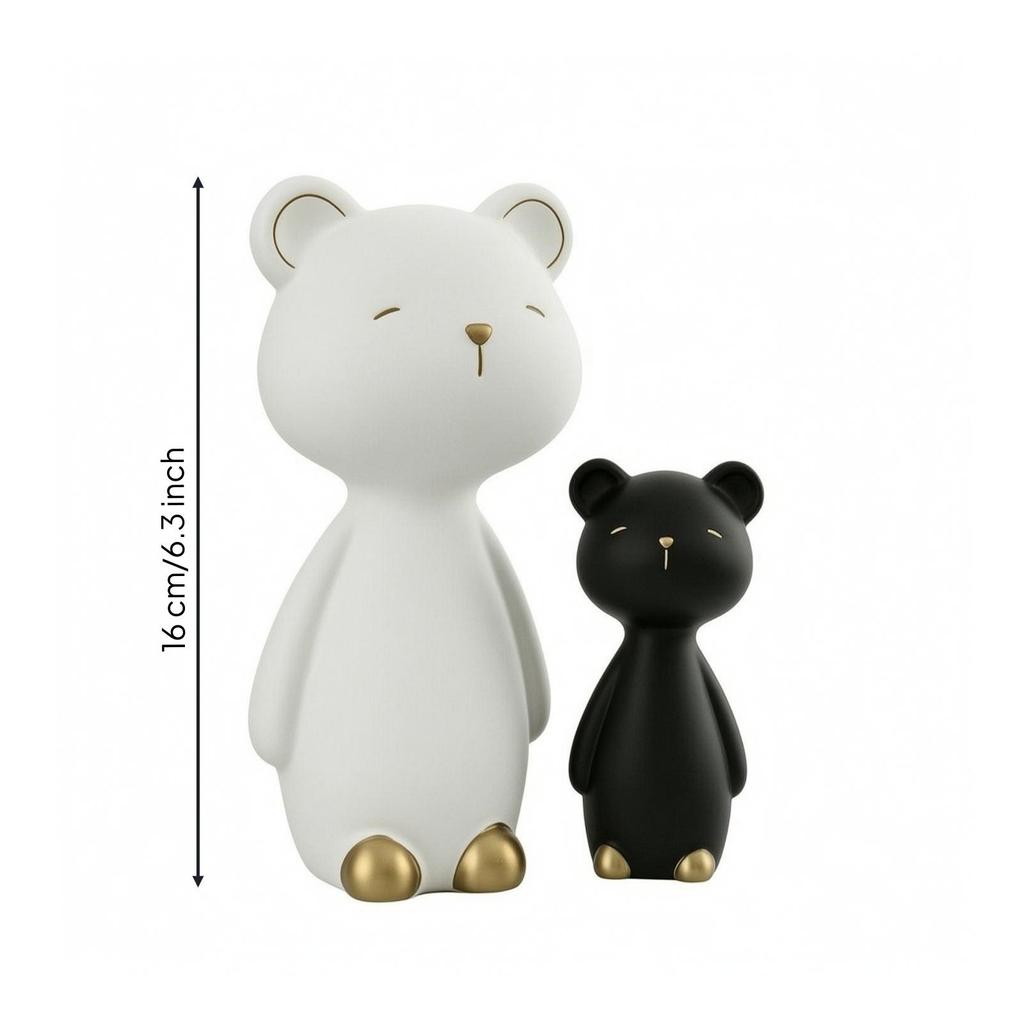 2 Pieces BearShaped Tabletop Ornament Minimalist Bear Shelf with Accents Contemporary