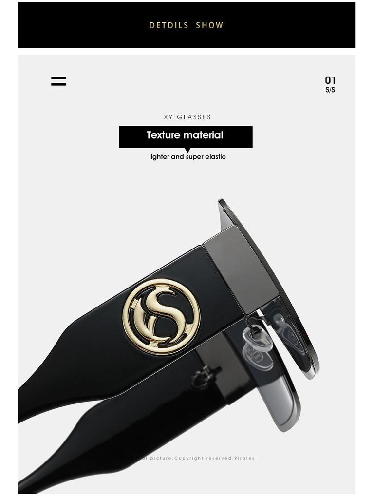 Women's Oversized Square Metal Frame Sunglasses: European & American Trend 3726