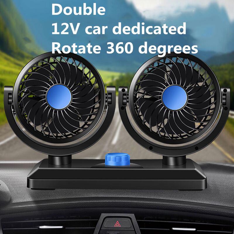 Dual Head Car Fan Kipas Kereta Ventilador Air Conditioning Auto 
