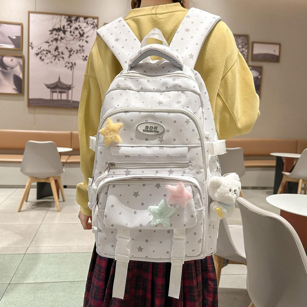 Schoolbag high value spotted schoolbag junior high school girls primary school students 1011 new high school students children backpack backpack