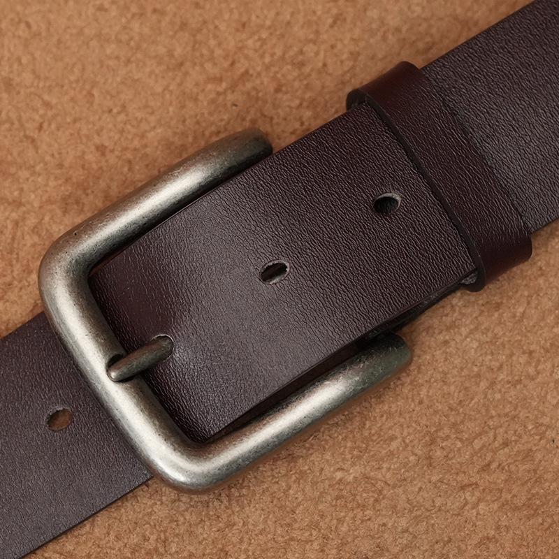Men s Retro Buckle Cowhide Leather Belt - Fashionable & Versatile Genuine Leather Pants Accessory. 130 cm