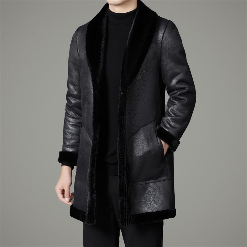 Wendbarer Nerz Herren Mittellanger Pelzmantel - 2025 Winter Revers Stil für Mittleres Alter Wärme