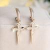 Luxury Gold Color Cross-shaped Earrings for Women White Zircon Fashion Hip Hop Style Jewelry Gift