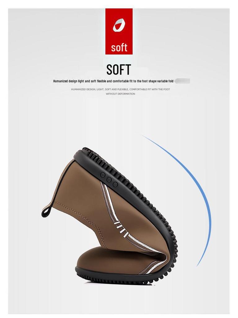 Spring 2025 Men's Casual Soft Sole Leather Loafers, Flat Heel, Slip-on, British Style