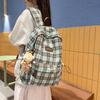 Schoolbag Sweet Tone Soft Mist Texture Plaid Low Saturation Backpack College Style Junior High School Girls Light Backpack