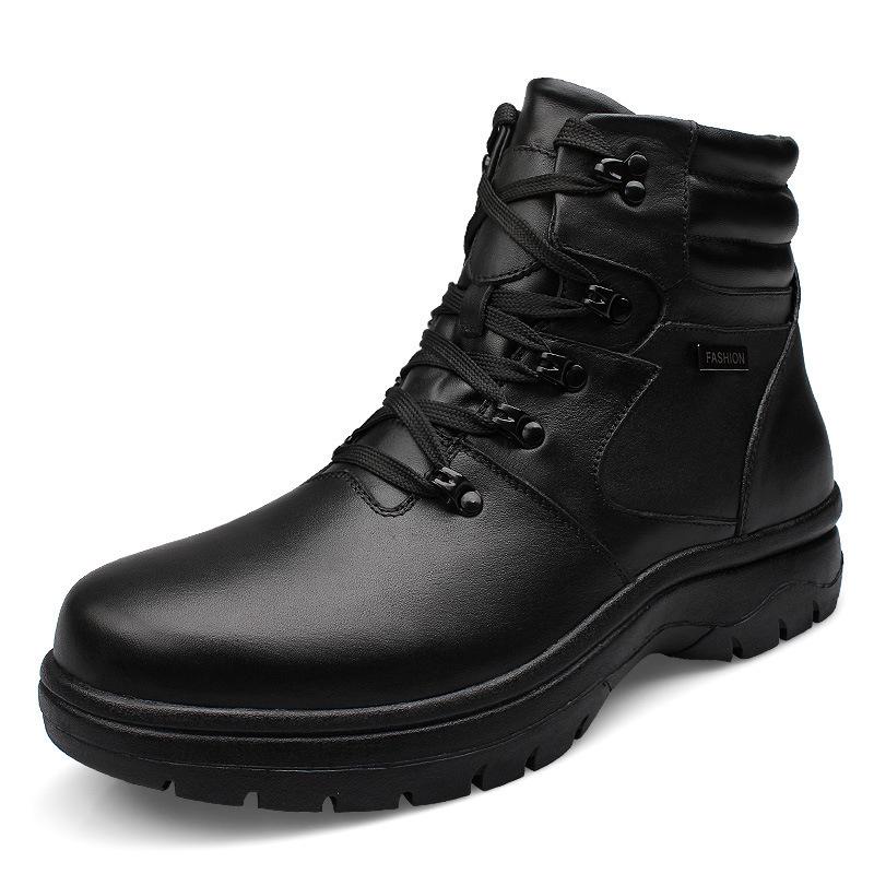 Men's Winter Martin Boots with Velvet Lining - Warm, Casual, High-Top, Round Toe, Large Sizes Available