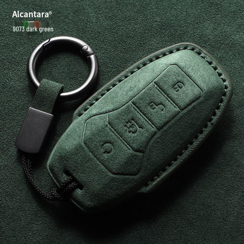 Full-Coverage Suede Key Case for BYD D9, N7, N8, and X with Side Snap Button