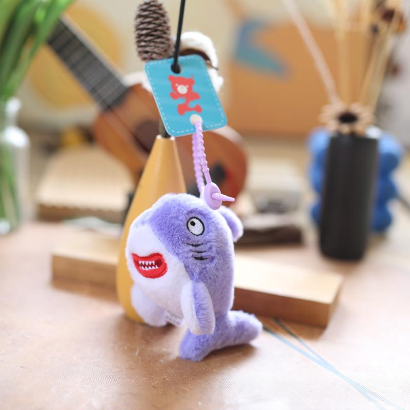 Charming Cartoon Shark Plush Pendant Ultra Soft Short Plush Keychain Doll