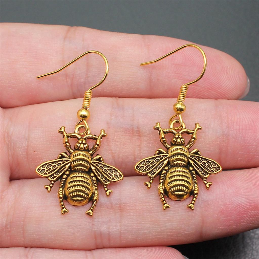 Hängeohrring Biene Wabe Minimalistische Schmuckkomponenten Ohrringgröße 18x19mm QE004