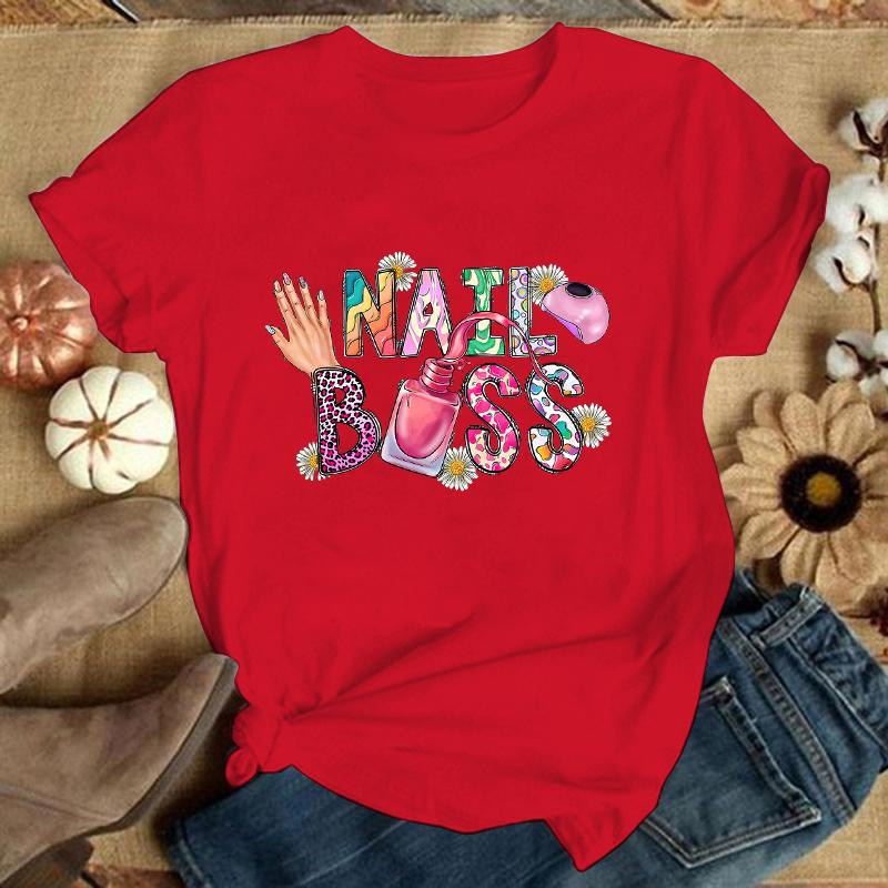New Manicurist Letter Printed T-Shirts For Unisex Summer Tee Shirt Men Casual Short Sleeve Round Neck Tops T-Shirts(Premium Tops