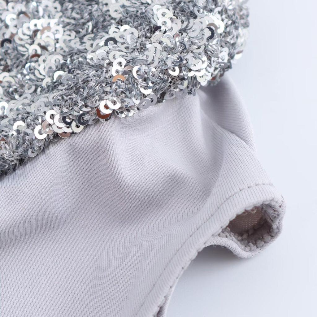 Slim-Fit Sequin V-Neck Long-Sleeve Retro Jumpsuit for Women