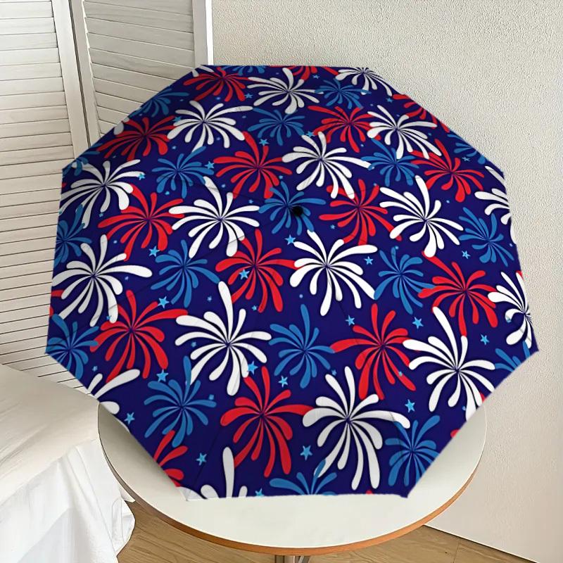 

1pc Fireworks Pattern Automatic Folding Umbrella, Heavy-Duty 8-Rib Construction, Perfect for Everyday yy251114154