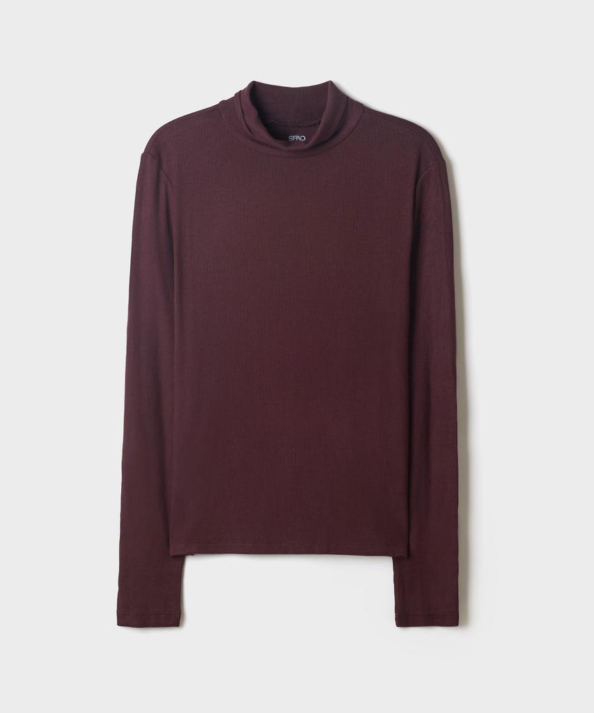 SPAO [Soft Viscose] Ribbed Turtleneck Long Sleeve Tee_Splwg4Tg01