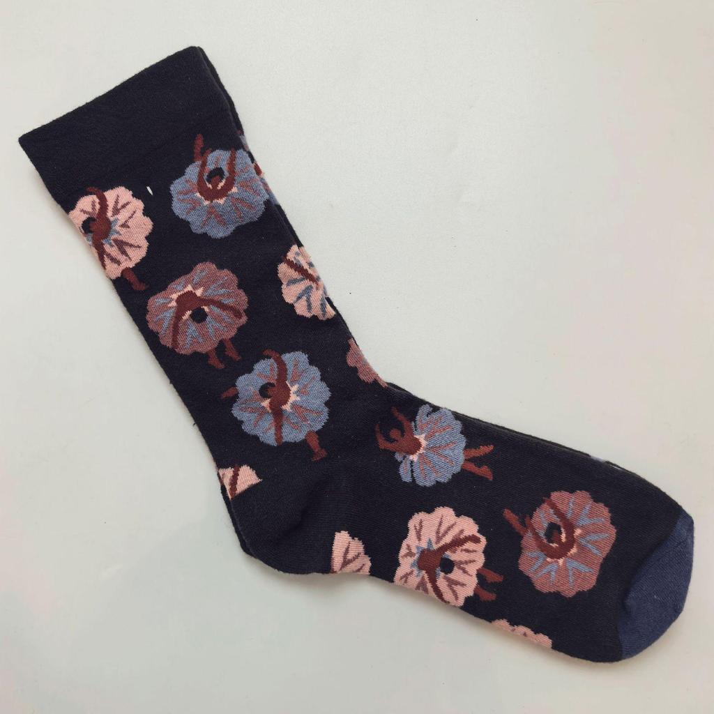 French Bonne Maison Retro Mid-Calf Socks in Maillard Color Scheme - Trendy Cotton Fashion Socks