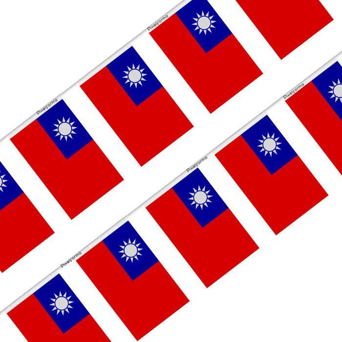 Guirlande Drapeau - Multicolore - Taïwan - 20 Pièces - 14 X 21 Cm - Polyester