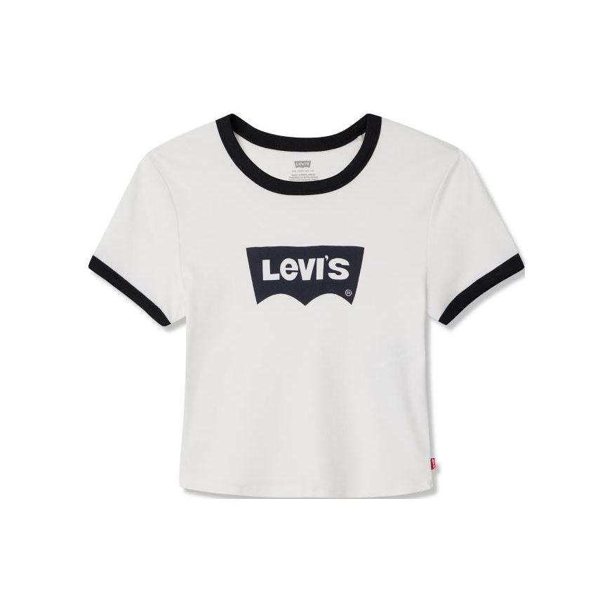 Levis Logo Print Round Neck Short Sleeve T-Shirt Women T-Shirts White A3523-0068