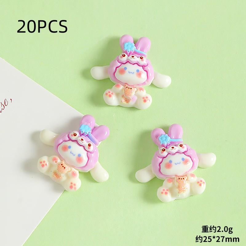 18/20PCS Cute Cartoon Animals Cream Gel DIY Handmade Phone Case Hair Clip Hole Shoes Key Chain Resin Small Accessories