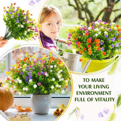 1/2/4 Bundle Artificial Flowers Outdoor UV Resistant Greenery Shrubs Fake Flower Plants for Wedding Kitchen Garden Office Decor