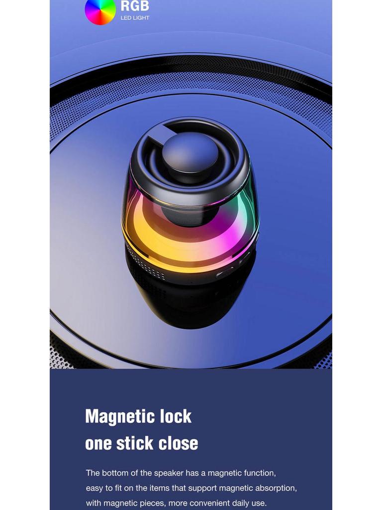Magnetic Bluetooth Speaker Phone Stand with RGB Light and TWS Subwoofer for Outdoor Use