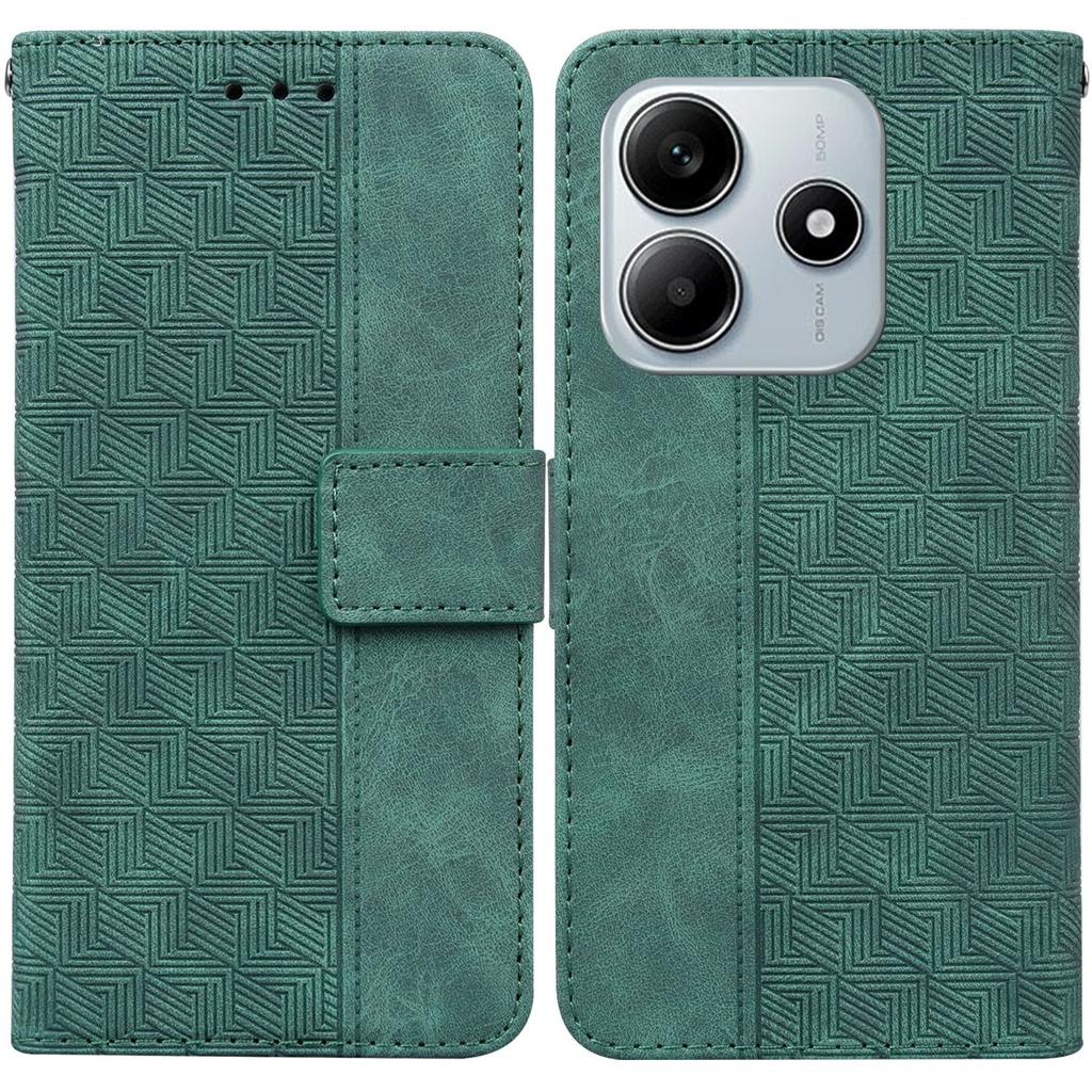 For Xiaomi Redmi Note 14 5G Case Geometry Pattern Leather Wallet Phone Cover with Wrist Strap