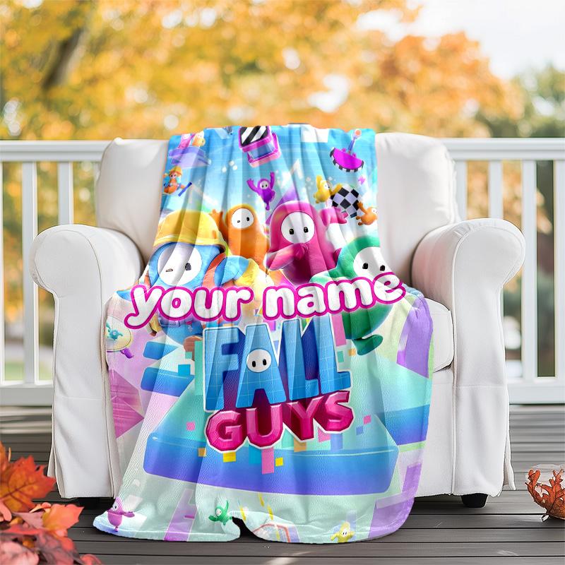 Customiz Name Personality Game Fall Guys Blanket Soft&Warm Office Bed Travel Lunch Break Blanket,Gift All Seasons