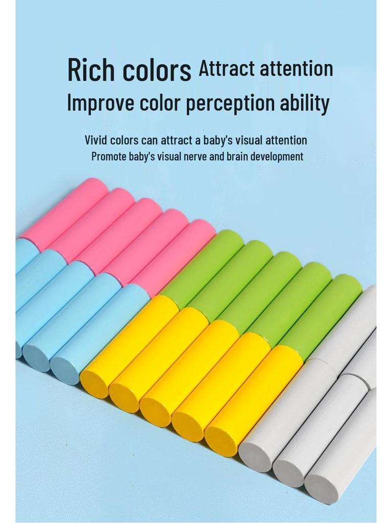 Montessori Sensory Integration Cylinder Peg Toy: Early Learning Educational Building Blocks for Kids.