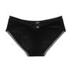 Japanese-Style Ribbed Low-Waist Cotton Panties with Lace Trim & Breathable Cross-Strap Design