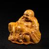 Wooden Carving High Quality Boxwood Wood Feng Money Luck Amulet Height Hotei, Carving, Shui, (Size 8cm)
