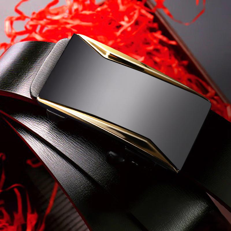 Genuine Leather Men's Belt High End Business Toothless Automatic Buckle Leather Belt for Middle Aged and Young Men's Belt