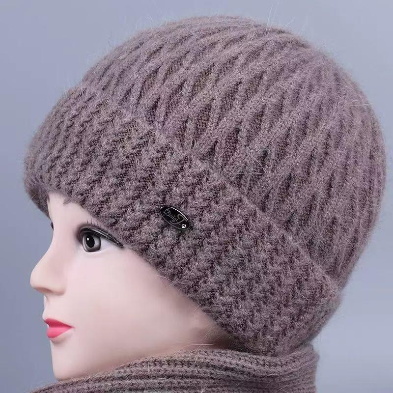 

Зимняя теплая шерстяная шапка женская флисовая шапка для улицы защита от холода для пожилой женщины защита ушей вязаная шапка [Good Quality] Fleece