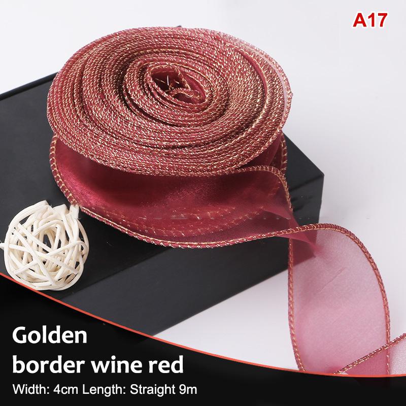 10Yards Organza Solid Color Ribbon 4Cm Wavy Edge Ribbon For For Flower Bouquet Gifts Packaging Party Decorations Diy