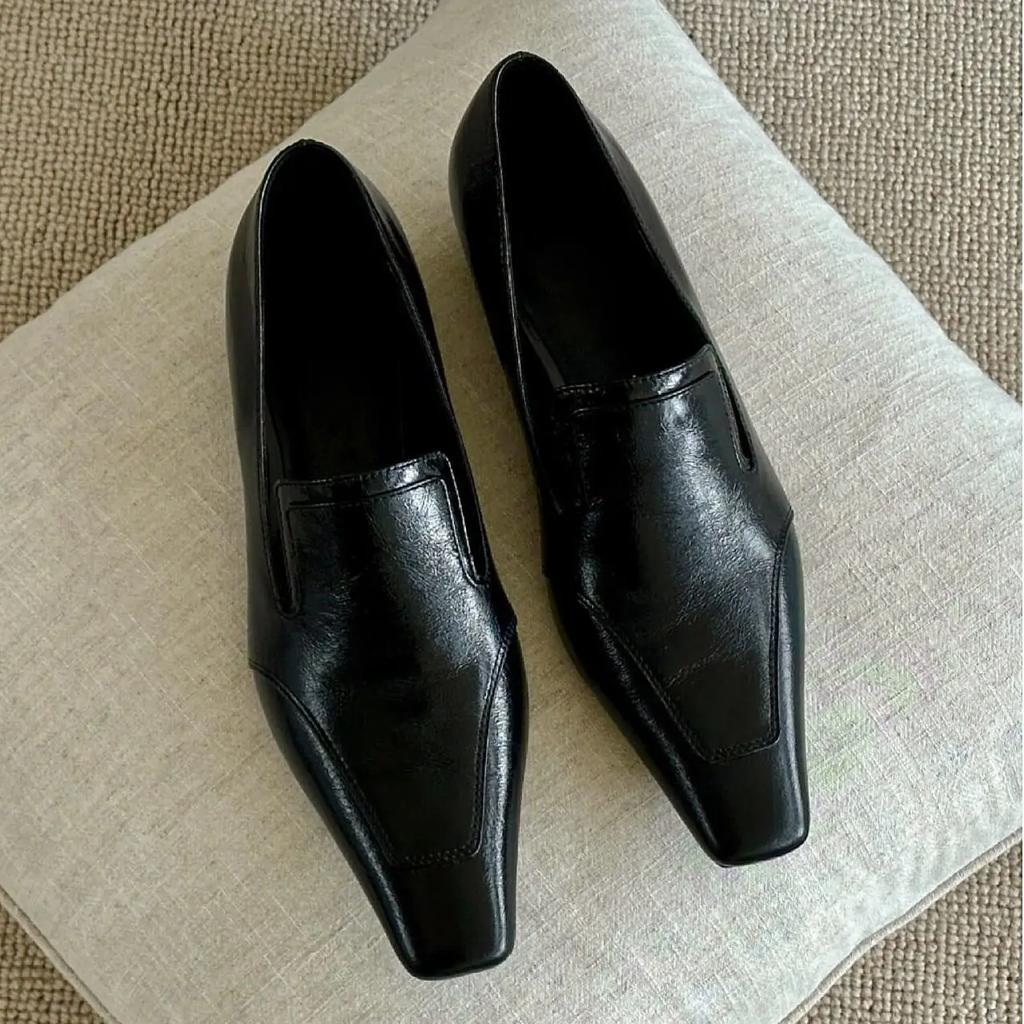 Versatile Low Heel Square Toe Slip-On Women's Shoes Fashionable Rubber Upgraded Comfortable Spring Autumn Collection