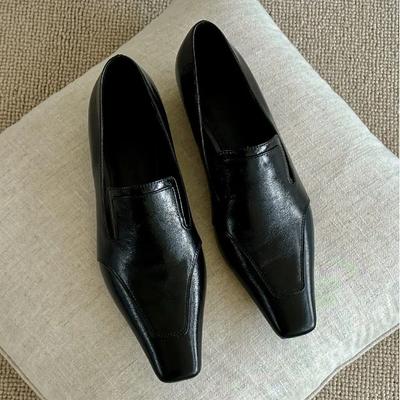 Versatile Low Heel Square Toe Slip-On Women's Shoes Fashionable Rubber Upgraded Comfortable Spring Autumn Collection