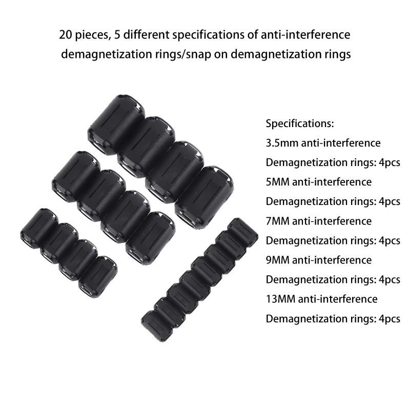 Clip-On Ferrite Core EMI/RFI Noise Filter, Snap-On Choke for USB, Audio, Video & Power Cables To Reduce Interference