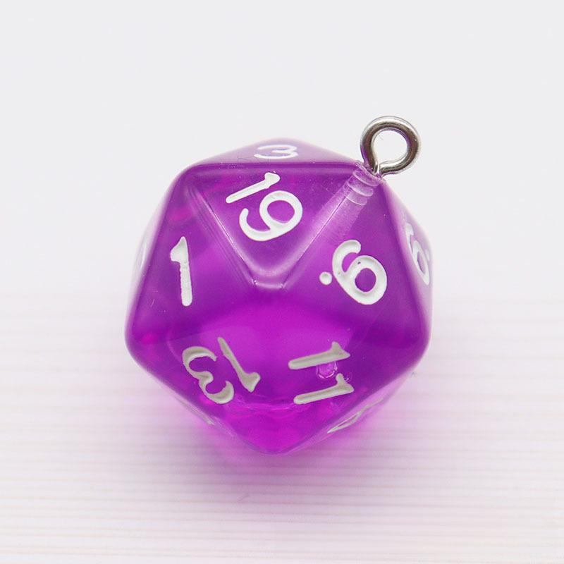 20-Sided Transparent Dice Charm Set: Solid Color, Multifunctional Accessories for Keychains, Earrings, and DIY Projects